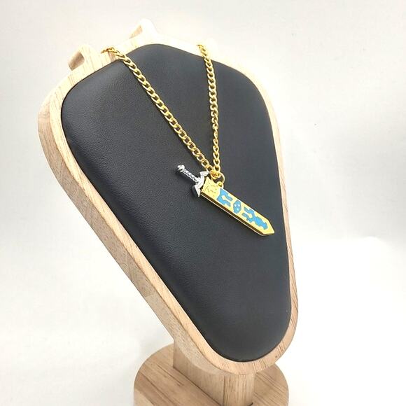 Stainless Gold Silver Legend of Zelda Master Sword BOTW Necklace Gamer Gift Set - Picture 3 of 7